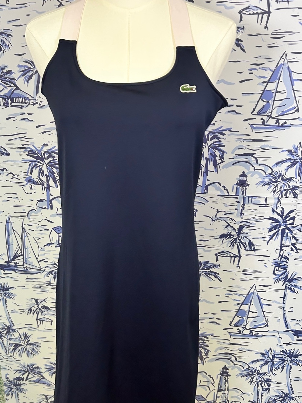 Lacoste Navy Dress with Pale Pink Straps